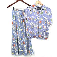 vintage 80s Carol Anderson 2pc top skirt set floral cocktail tropical hawaiian S picture