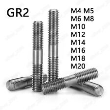 Titanium GR2 Double End Studs Rods Clamping Type M4 M5 M6 M8 M10 M12 M14 M16 M20 picture