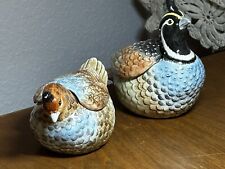 Lot of 2 Vintage Fitz and Floyd Birds Quail Trinket Box with Cover Dish picture