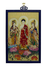Superb Vintage Chinese Buddhist Reverse Glass Painting Wall Hanging Plaque picture