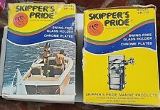 Two VINTAGE SKIPPER'S Pide  Chrome Swing-Free Glass Holder  In Box picture