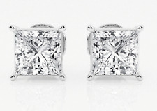2.50 Ct Princess Cut GRA Moissanite Solitaire Stud Earrings 14K White Gold Gift picture