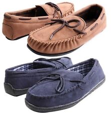 Mens Moccasin Slippers Memory Foam Indoor/Outdoor Suede House Shoes Size picture