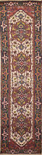 Exquisite Traditional Hand-Knotted Heriz Serapi Indian Wool Runner Rug 2x10 ft picture