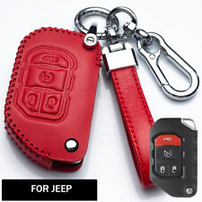 Handmade Leather Car Key Fob Case Cover Holder For Jeep Wrangler JL Gladiator picture