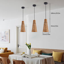 3Pcs Bamboo Wicker Rattan Shade Pendant Light Fixture Art Hanging Ceiling Lamp picture