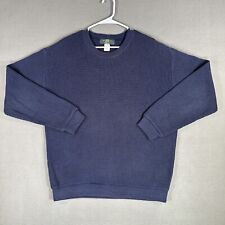 Vintage Orvis Sweater Men Large Blue Chunky Knit Fisherman Crew Neck Made In USA picture