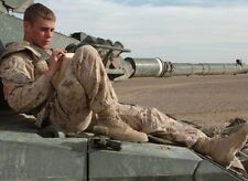 Handsome Male Military Hunk Soldier in Gear On Tank 4X6 PHOTO C2128 picture
