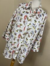 CJ Banks 2X Shirt Top White Island Girl Vacation Button Down Front 3/4 Sleeve H6 picture