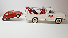 Vintage 1960s Tonka AA Wrecker Tow Truck & Project VW Beetle Pressed Steel White picture