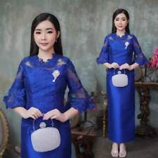 1Set Loofah Lace Blous+ Italian Silk Skirt Thai Costumes Thai Lace outfit -46