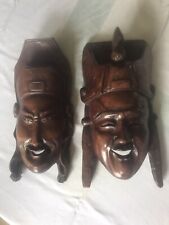 2 Vintage HANDCARVED wood African Masks picture
