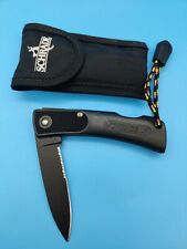 Schrade + SP3 Made in U.S.A. ALL BLACK PARTIAL SERATED Lockback Knife picture