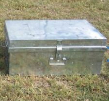 Metal Footlocker Trunk Chest Storage Locker Box with Lock Key Moving Boxes Rare picture