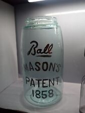 Rare 1896 Ball Mason's Patent 1858 Quart Fruit Canning Jar, Ground Lip Nice picture
