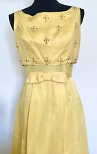 Vintage 1960s Satin Embroidered Embellished Beaded Mod Gogo Bow Sequin Dress picture