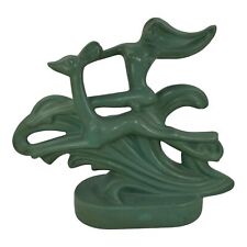 Royal Haeger 1950s Mid Century Modern Pottery Matte Green Girl Fawn Figurine  picture