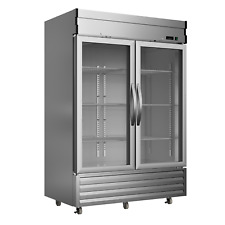 New Commercial Reach In Refrigerator 2 Glass Door Stainless Steel Merchandiser picture