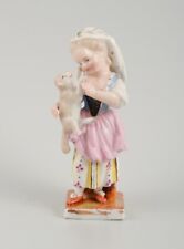Porcelain figurine, Meissen similar stamp. Girl with a lamb, late 19th C. picture
