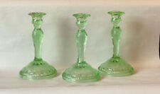 Vintage Tiara Chantilly Green Glass Candle Sticks Holders *BNT384* picture