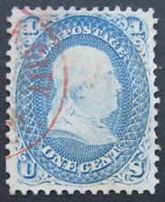 USA 1861-62 1c Franklin #63 VF-XF with red data+city cancel cat.$90 picture