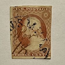1851/1855 3C US IMPERF STAMP TYPE II WITH SON CANCEL AND WRITTEN DATE INSIDE picture