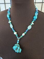 Vintage Artisan TURQUOISE howlite stone Beaded Necklace 20in boho gypsy Magical picture