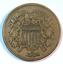 1864 Large Motto 2 Cent Piece Super Original Choice AU CHRC picture