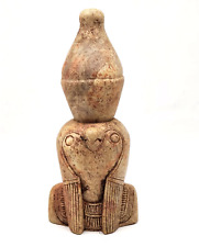 Unique Horus Head Ancient Egyptian Antique Stone Art Deco With Hieroglyphs picture