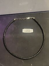 Carolyn Pollack Black Braided Leather Sterling Silver  Necklace picture