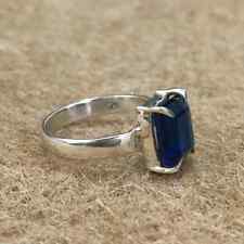 Unique Blue Sapphire Handmade 925 Sterling Silver Princess Ring All Size KS1174 picture