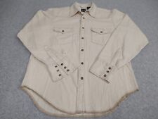 Vintage Gap Mens M Pearl Snap Denim Long Sleeve Shirt Cream Classic Casual Retro picture
