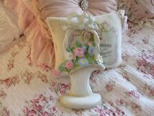 Shabby Chic Hand Painted Roses - Vintage Cast Iron Floral Basket Doorstop picture
