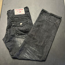 TRUE RELIGION SECTION BILLY SUPER T STRAIGHT MENS SIZE 38x33 BLACK JEANS USA picture