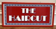 Vintage DBL Sided 36x17 Barber Shop Haircut Salon Beauty Hairdresser Window Sign picture