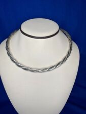 VTG Estate Sterling Silver Twisted Rope 16” Collar Choker Necklace 128 picture