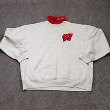 VINTAGE Wisconsin Badgers Sweater Mens Extra Large Gray Red Football Majestic * picture