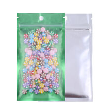 100pc Transluscent & Green Mylar Zip Lock Bags w/ Hang Hole 9.5x17cm 3.5x6.25in picture