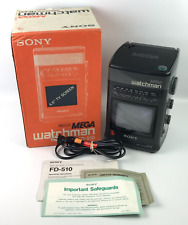 Vintage Sony MEGA Watchman Television FD-510 Portable B&W TV FM/AM Radio W/ Box picture