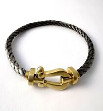 Vintage Fred Force 10 14K Gold And Steel Cable Bracelet Size 7.5 picture