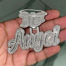 Baguette Simulated Diamond Fancy Custom Letter Name Pendant 925 Sterling Silver picture