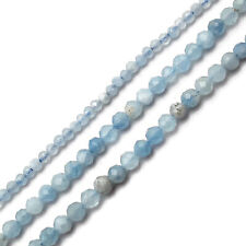 Natural Multi Blue Aquamarine Faceted Round Beads 3mm 3.5mm 4mm 15.5