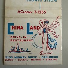 Vintage 1960s China Land San Diego CA Matchbook Cover picture