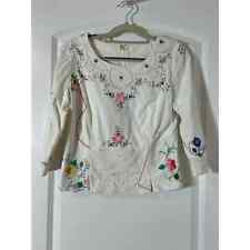 Handmade Upcycled Granny Core Vintage Floral Embroidered Blouse, Small picture