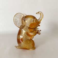 Rare ARCHIMEDE SEGUSO Murano Glass ELEPHANT Baby Cub GOLD & AMBER Spots w LABEL picture