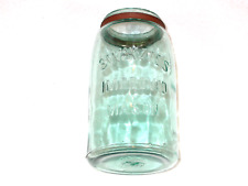 Vtg Swayzee’s Improved Mason Jar Teal Quart Fruit Jar Blue Aqua picture