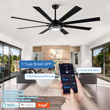 72In Modern Large Smart Ceiling Fan Matte Black w/LED Light & RC Indoor/Outdoor  picture