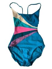 Vintage 80s 90s Sirena Girls Swimsuit Size 12 One-Piece Multicolor USA Made picture
