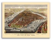 1876 New York City, New York Vintage Old Panoramic NY City Map - 18x24 picture