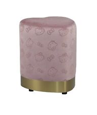 HELLO KITTY Pink Heart Vanity Ottoman Stool Makeup Chair  Plush Gold Accent NWT picture